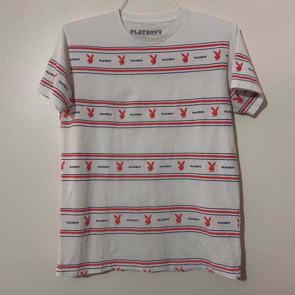 PLAYBOY White and Red Short Sleeve Tee